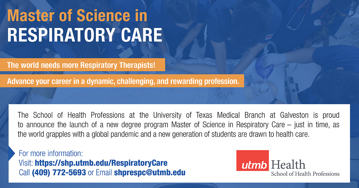 Graphic announcing the new Master of Science in Respiratory Care.